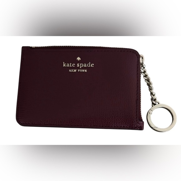 Kate Spade Dark BURGUNDY Leather Keychain Wallet - Picture 1 of 6